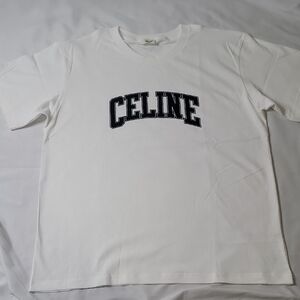 Celine White Tee with Black Logo
